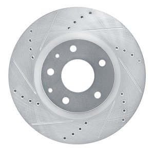 Mazda 3 Brake Rotor (1) - Front Left - R1 Concepts - Drilled & Slotted - Silver - `19-`25